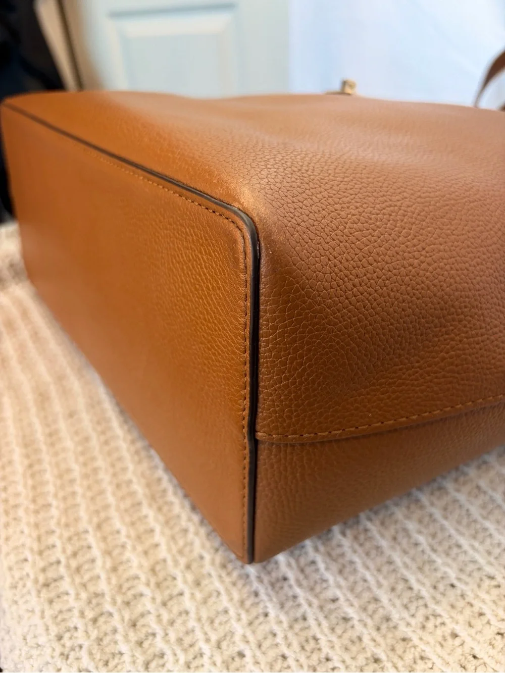 Michael Kors Karson Cognac Pebbled Leather Tote with Gold Hardware